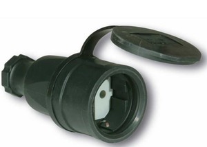Presa aerea in gomma nera con coperchio 16A 250V IP44 (Simon CL121201) - Product Image 1