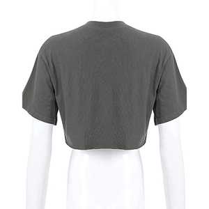 Camisetas de gran tamaño recortadas de algodón personalizadas para mujer, ropa de calle de alta calidad deportiva para gimnasio, camisetas cortas grises con serigrafía informal - Product Image 6