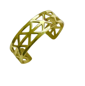 Bracelet manchette large en laiton martelé ajouré, tendance 1998, best-seller, simple et élégant, avec motif en laiton gaufré, cadeau pour maman, délicat et attrayant - Product Image 1