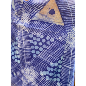 Tessuto da ricamo Batik Adire Alabela disegnato a mano su Chiffon Premium Design artigianale - Product Image 1