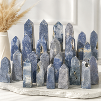 Menara Kristal Karang Biru Batu Alam Polesan Berkualitas Tinggi, Obelisk Dekoratif untuk Koleksi, Rumah, Kantor, dan Hadiah