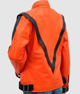 Veste en cuir véritable pour homme avec col montant, motif de dessin animé, logo frontal, imperméable, style bombardier d'hiver - Product Image 6