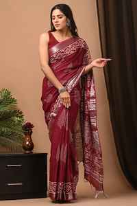 Saree 100% coton pour femmes avec chemisier flammé tissé à la main Style ethnique traditionnel Sari indien à bas prix pour adultes - Product Image 3