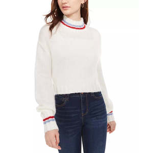 Maglione Corto a Collo Alto Bianco da Donna Planet Gold, Tessuto Sottile Traspirante, Taglia Grande per Uso Invernale e Autunnale - Product Image 1