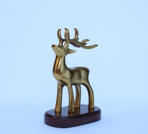 Handmade Modern Design Reindeer Statue Luxury Brass with <b>Wood</b> Base for Birthday Decor & Gift Giving Beautifully Finished - Product Image 2