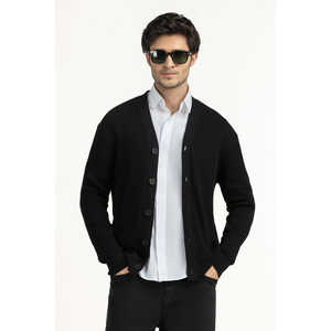 Cárdigan de Corte Regular MN-SWT-WS25-006 con Decoración de Botones y Cierre de Cremallera para Todas las Temporadas - Manga Corta y Delgada - Product Image 6