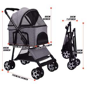 Poussette Animal intelligente TH-PSP-381 Design en tissu Rotation Roues robustes Confort Poussette moyenne pour animaux de compagnie - Product Image 5