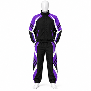 Nuevo conjunto deportivo de dos piezas con chaqueta cortavientos con cremallera y pantalones de nailon, 100% poliéster, para hombre. - Product Image 5