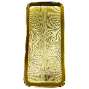 Plateau en aluminium fait main avec texture de ligne moderne, plateau en métal doré pour salon, restaurant, hôtel, décoration de mariage - Product Image 4