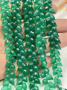 Cadena de 8 Pulgadas de Onyx Verde Natural AAA, Facetado, Forma de Lágrima, Perforado, Aprox. 6x9mm - Product Image 6