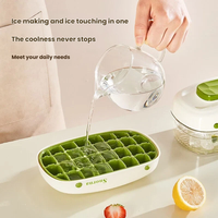 Bac à glaçons 32 compartiments en plastique, moule à glaçons avec couvercle, boîte de rangement pour congélateur, réutilisable