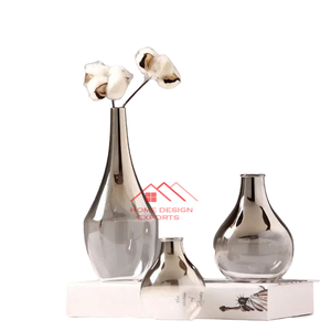 Simplicity Wedding Decor <b>Glass</b> <b>Vase</b> <b>Smoke</b> Luster Vertical Edge <b>Glass</b> <b>Vase</b> for Party Wedding - Product Image 4