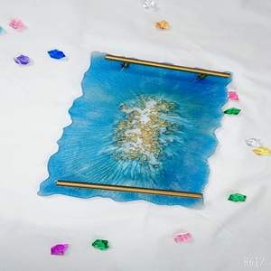 Plateau de service en résine, design contemporain fait main, couleur et logo personnalisables, pour une décoration élégante de la maison, repas festifs, 100 pièces - Product Image 6