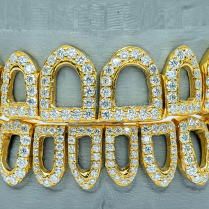 925ทำจากเงินแท้แบบเปิดหน้าสัมผัส VVS ฟันเพชรชุบทองสำหรับงานแต่งงานของขวัญงานหมั้น - Product Image 1