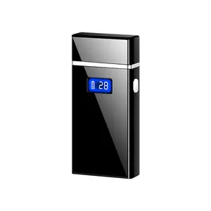 LT158 usb electric metal rechargeable windproof lighter double arc pulse cross smoking lighter with led light Italy Mexico Peru