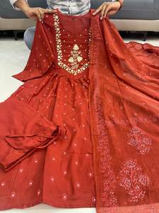 Featuring Beautiful <b>Up</b> Coming Latest Party& Function Special Pure Cotton Fabric Digital Printed Anarkali Style Trendy Kurti Set - Product Image 5