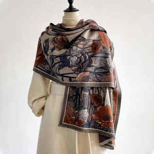 2025ผ้าแจ็คการ์ดลายดอกไม้สำหรับผู้หญิงผ้าแคชเมียร์เทียมแนวศิลปะฤดูหนาวที่ดีที่สุด - Product Image 3