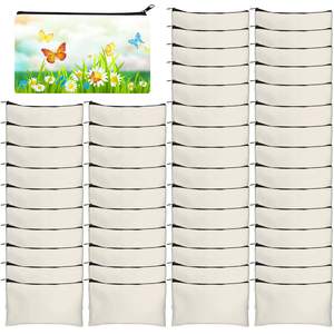 Vente en gros de pochettes écologiques en toile de coton à fermeture éclair, sacs de maquillage réutilisables à poignée souple et pliable de grande capacité - Product Image 1