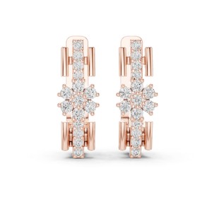 Pendientes de Aro Redondos con Moissanita, Plata de Ley 925, Engaste de Garras, Curvos con 30 Piedras - Product Image 1