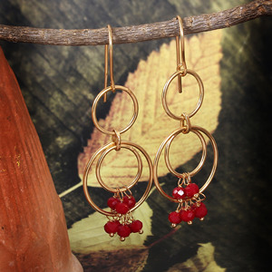 Luxurious 18K Gold Plated Brass Earrings with Hook Back Multiple Coral Stones Long Dangle Drop Handmade Party Gift Jewelry - Product Image 2