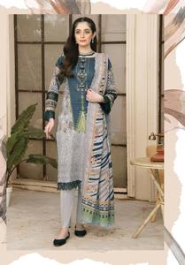 Designer femmes coton/pelouse brodé Shalwar Kameez robe d'été de style pakistanais pour adultes vêtements pour femmes - Product Image 6