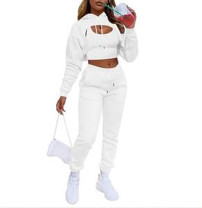 Top corto personalizado de alta calidad a la moda para mujer y pantalones de correr para estilo callejero - Product Image 5