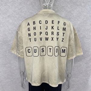 Produttori di <span class=keywords><strong>Abbigliamento</strong></span> Personalizzato, T-Shirt da <span class=keywords><strong>Uomo</strong></span> Oversize in Cotone 100% con Stampa Serigrafica, Effetto <span class=keywords><strong>Vintage</strong></span> e Lavaggio Acido - Product Image 2