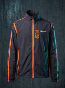 Veste coupe-vent Charcoal Techwear, surpiqûres thermocollées orange fluo, veste en nylon surdimensionnée personnalisée OEM, fabricant de streetwear unisexe - Product Image 3