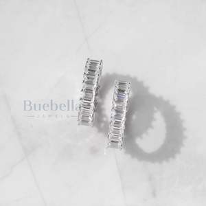 Venta caliente delicado 925 plata esterlina doble tenis anillo completo diamante Moissanite oro blanco plateado hombres anillo regalo joyería - Product Image 1