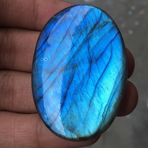 Cabochon de labradorite naturelle, forme ovale, bleu vif, double polissage, qualité supérieure, certifié par un tiers, pierres précieuses pour femmes - Product Image 3