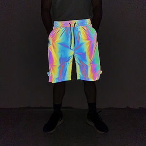 Pantalones cortos de gimnasio de alta visibilidad Hi Viz, transpirables, de secado rápido, deportes de verano, sueltos, informales, de Color arcoíris, pantalones cortos reflectantes para hombres - Product Image 2