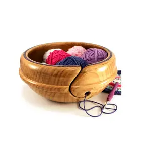 木纱碗编织碗，带储物钩针羊毛架，带储物钩针羊毛架碗