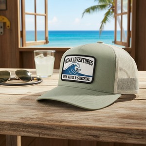 Gorra Trucker Transpirable de Alta Calidad Estilo Ocean Drifters Gorro Deportivo de Malla Verde y Beige con Logotipo de Anchor 2024 - Product Image 3
