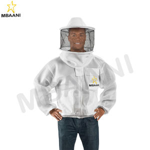 Veste d'abeille trois couches couleur blanche avec voile rond. - Product Image 2