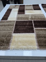 Tapis turc Adiva Shaggy en polyester fait main de Gaziantep, avec envers en latex, réversible, rectangulaire, pour salon, à poils longs