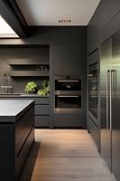 Meuble de cuisine modulaire de luxe moderne, style Shaker classique, écologique, avec porte en laque acrylique, évier, robinet, tiroir coulissant et charnière en contreplaqué