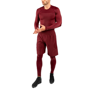 Men's Fitted Long Sleeve <b>Compression</b> <b>Shirt</b> Red Moisture Wicking Breathable Quick Dry Stretch Martial Arts Wear - Product Image 5