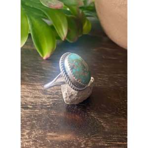 Sonoran Mountain <b>Turquoise</b> Sterling Silver <b>Ring</b> Size 8.5-Boho Geometric Statement Jewelry for Everyday Wear - Product Image 3