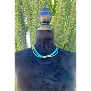 Collier de perles multi-brins fait main Navajo avec perles turquoise multiples et chaîne en argent sterling à motif d'ancrage pour mariages et fêtes - Product Image 2