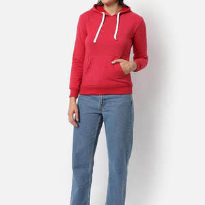 Sweats à capuche pour femmes de haute qualité personnalisés, 100% coton, décontractés d'hiver, uni, dentelle sur le devant par RSW - Product Image 5