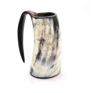 Mug en corne de buffle authentique et écologique, fait à la main, de qualité alimentaire, style médiéval, religieux, Feng Shui, mug à bière animal - Product Image 6