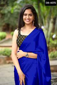 La última ropa india, blusa de Jacquard Sari de seda satinada elegante, traje de fiesta para Salwar Kameez pakistaní con satén liso - Product Image 5