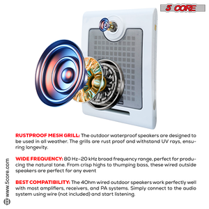 5Core Outdoor Speakers <b>Stereo</b> In Wall 500W Peak Passive Home Audio <b>System</b> - Product Image 2