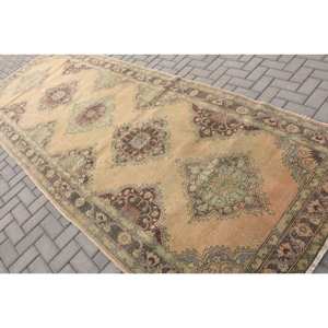 Alfombra de lana clásica Beige marrón de 4,9x12,6 pies, diseño turco de retazos para entrada, sala de estar o respaldo de látex para cabecera - Product Image 4