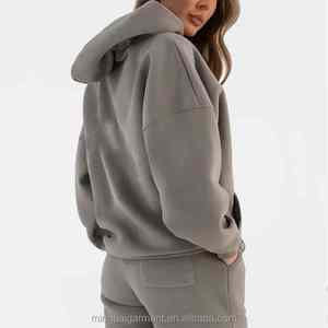 Pull à manches longues décontracté pour femme 100% coton, élégant, à capuche avec poche avant, tissé, nouveaux hauts à la mode pour femmes, OEM - Product Image 5