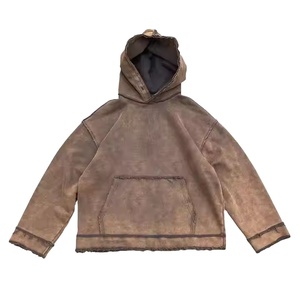 Pullover Hoodie Men French Terry Drop Shoulder No <b>Strings</b> Oversized Sun Faded Streetwear Men's Hoodies by Behram International - Product Image 3