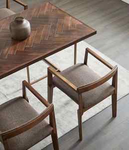 Sillas de comedor de madera maciza de buen diseño para restaurante Hotel tela brazo de cuero Silla de comedor silla de madera oscura nórdica moderna - Product Image 5