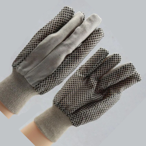 ถุงมือนิรภัยสำหรับทำงานที่มีลายจุดพีวีซีทนต่อการสึกหรอและระบายอากาศได้ดีถุงมือนิรภัยสำหรับใส่ทำงานที่ข้อมือถักสีเทา - Product Image 3