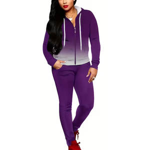 Ensemble de survêtement décontracté pour femme, design personnalisé, couleur unie, en polaire respirant, pour une utilisation en extérieur - Product Image 2