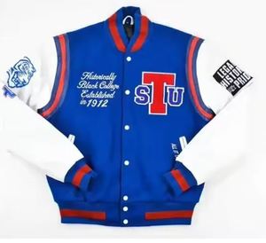 2024 venta al por mayor de calidad Premium chaqueta de bombardero de béisbol personalizado parche de cuero mangas Street Varsity chaqueta para hombres - Product Image 2